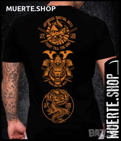 Черна тениска с щампа FIGHTERS BACK