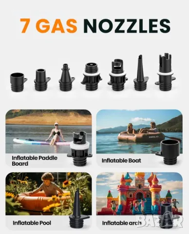 OutdoorMaster 20PSI Електрическа SUP помпа Paddle Board Pump The Dolphin - Quick Air Inflator Auto, снимка 9 - Надуваеми легла - 48930556