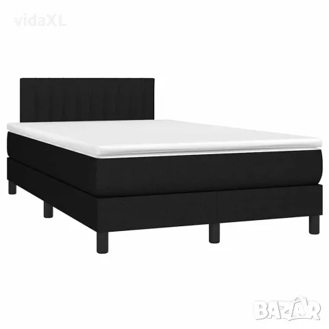 vidaXL Боксспринг легло с матрак и LED, черно, 120x200 см, плат, снимка 3 - Спални и легла - 56146649