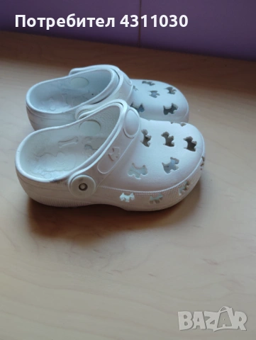 Бели гумени детски чехли употребявани номер 23, снимка 2 - Детски сандали и чехли - 53808429