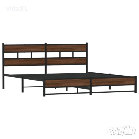 vidaXL Метална рамка за легло, без матрак, кафяв дъб, 180x200 см, снимка 3 - Спални и легла - 56147043