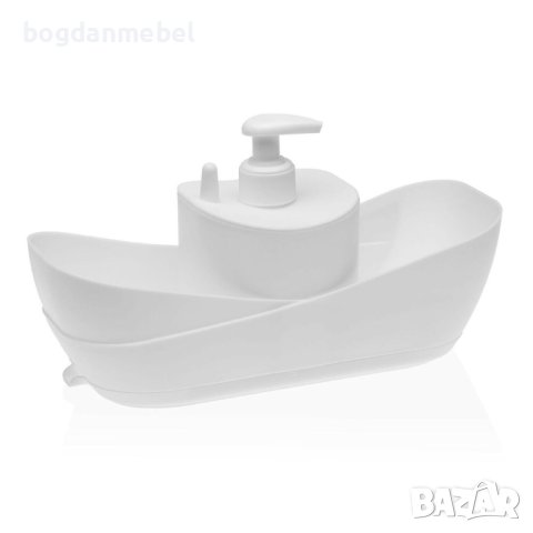 Дозатор за сапун Versa 2 в 1 за мивка, Бял, полипропилен, 11 x 26 x 10 cm, снимка 1 - Сушилници - 41064020