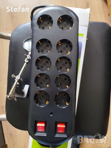 Разклонител HAMA Power strip, 10 гнезда, 1.4м, Допълнителен контакт, Бутони вкл/изкл., снимка 2 - Други - 51202861