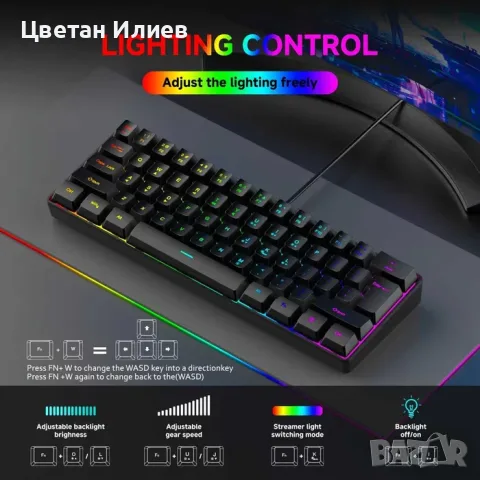 GOTBAT Gaming Keyboard / GOTBAT гейминг клавиатура, снимка 7 - Клавиатури и мишки - 55940838