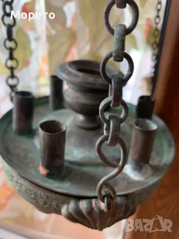 Огромно старо бронзово кандило-19-ти век, снимка 3 - Антикварни и старинни предмети - 47822710