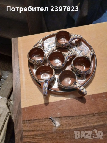 Керамични чаши с поднос, снимка 3 - Сервизи - 53223922