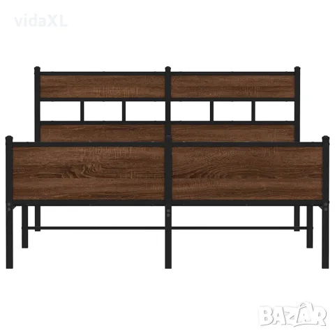 vidaXL Метална рамка за легло, без матрак, кафяв дъб, 160x200 см, снимка 4 - Спални и легла - 56147039