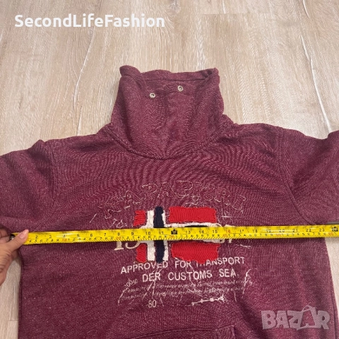Мъжки пуловер с висока яка Napapijri, размер XL, бордо, памучен, снимка 3 - Суичъри - 52180567