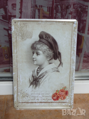 Метална табела разни момче моряк ретро рози моряшка шапка шал