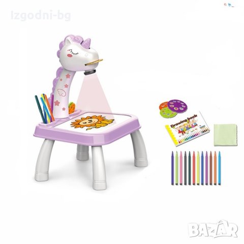 Масичка - еднорог с проектор на фигурки за прекопиране