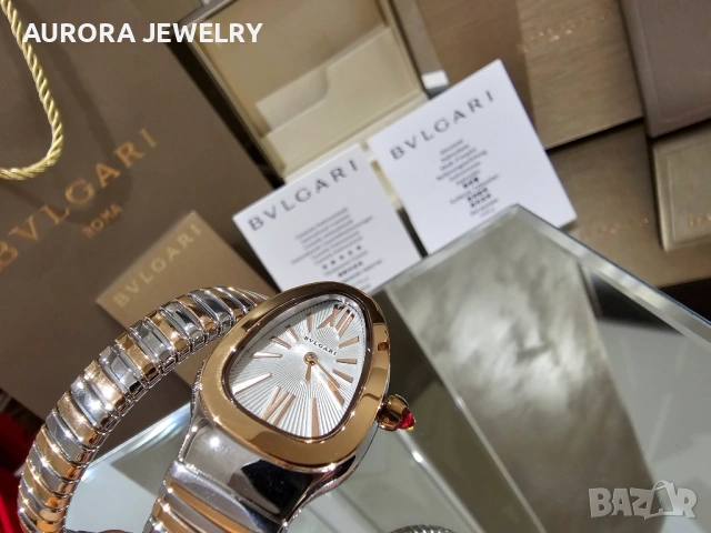 BVLGARI Serpenti Tubogas Snake Rose Gold and Silver Дамски Часовник, снимка 5 - Дамски - 53058261