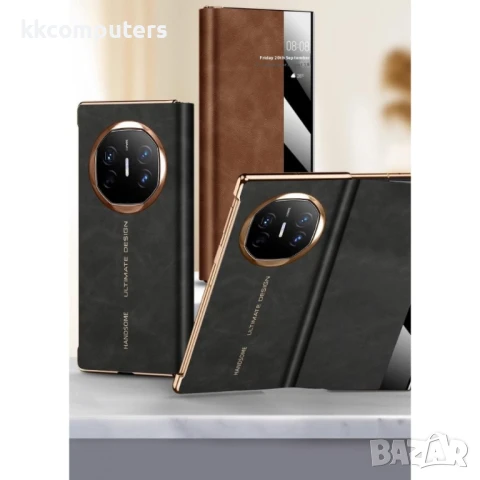 Huawei Mate X6 Кожен Калъф с Интелигентен Прозорец и Скрийн Протектор – Черен, Кафяв, Сив, снимка 8 - Калъфи, кейсове - 50728597