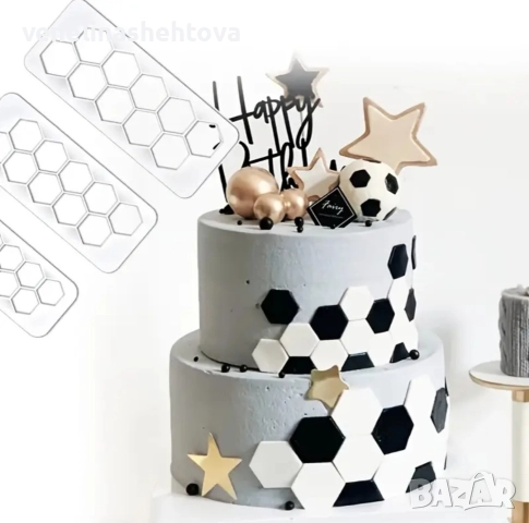 3 броя различни размери шестоъгълници резци фондан декорация торта бисквитки , снимка 2 - Форми - 52873499