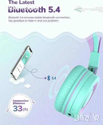 Детски безжични слушалки iClever с микрофон – Bluetooth 5.0, ограничение на звука, снимка 3 - Слушалки и портативни колонки - 53269779