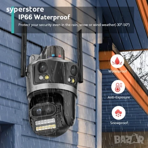 Камера за Видеонаблюдение безжична Digital One SP01087, 4 обектива, 16MP, wi-fi camera, IP камера, в, снимка 7 - IP камери - 50468752