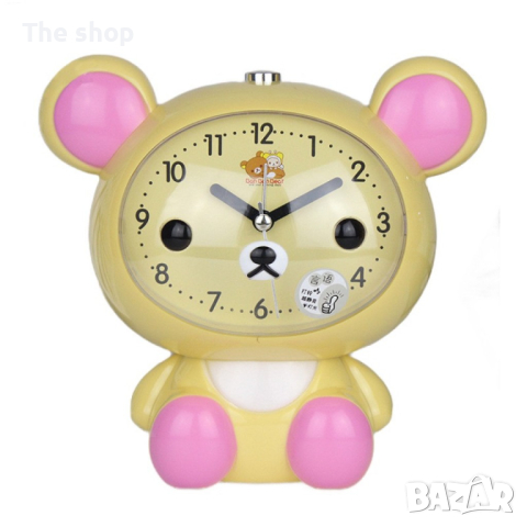 Детски настолен часовник със светлина и функция за будилник с батерии Мече (001) - 4 цвята, снимка 3 - Детски - 44779898