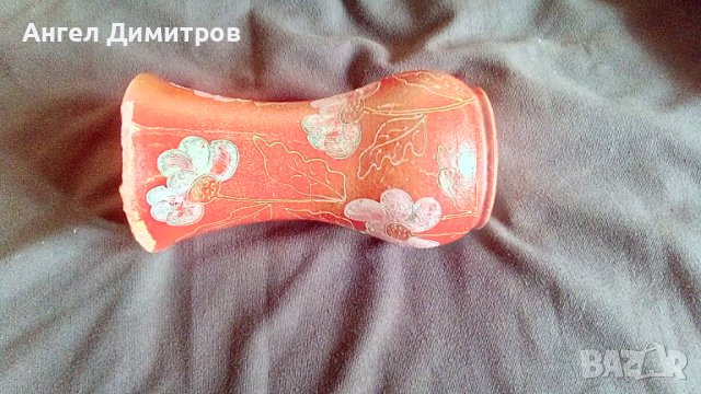 Стара керамична ръчно рисувана ваза, снимка 4 - Вази - 38685037