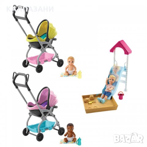 BARBIE FAMILY BABYSITTERS Комплект за игра с кукла бебе FXG94, снимка 3 - Кукли - 35812013