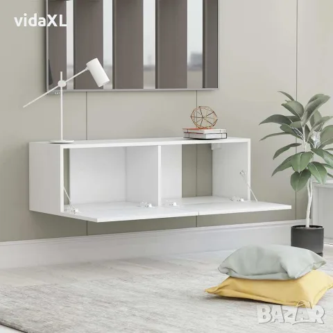 vidaXL ТВ шкаф, бял, 100x30x30 см, инженерно дърво, снимка 3 - Шкафове - 56147761