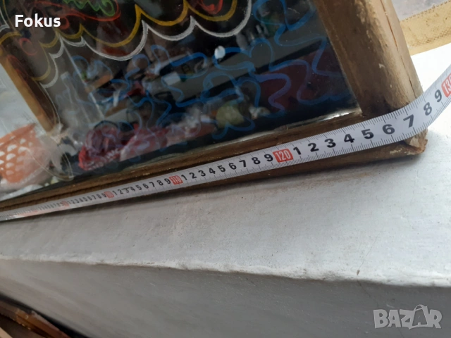 Голяма стара ръчно рисувана картина с масло върху плат рамка, снимка 4 - Антикварни и старинни предмети - 53390953