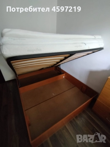 Легло с повдигащ механизъм + матрак Magniflex + топ матрак, 160×200, цвят "череша", снимка 4 - Спални и легла - 51742602
