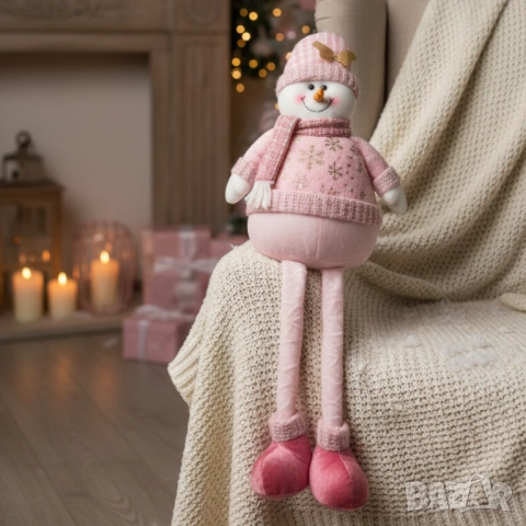 Декоративен коледен снежен човек с дълги крака – 80 см, снимка 4 - Други стоки за дома - 52134103