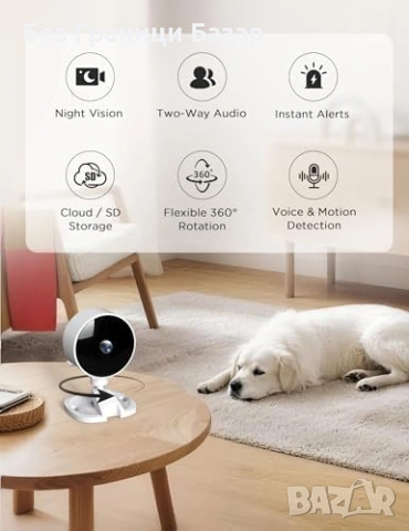 Нови 2 броя Вътрешна охранителна камера 1080P WiFi Нощно виждане AI, снимка 2 - Други - 53048474