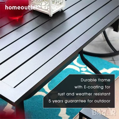 ПРОМОЦИЯ Градинска маса, квадратна с отвор за чадър PHIVILLA E02GF0703-060-01, снимка 8 - Градински мебели, декорация  - 49531283