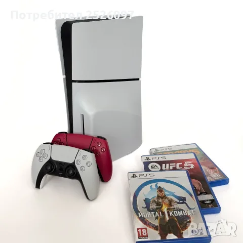SONY PS5 Slim Disc + 2 джойстика + 3 игри