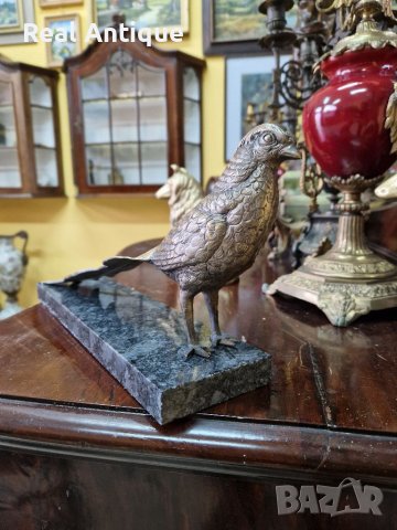 Страхотна антикварна френска бронзова фигура статуетка фазан, снимка 8 - Антикварни и старинни предмети - 39485390