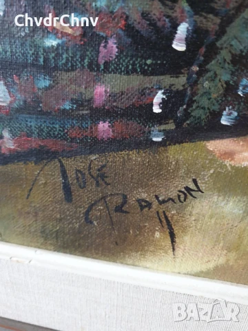 Jose Ramon 78x67см/испанска картина масло върху платно/женски портрет/дървена рамка, снимка 7 - Картини - 50702197