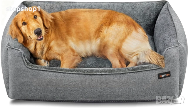 Легло за кучета Feandrea, легло за домашни любимци с ленен вид, разтегателен диван за кучета с повди, снимка 2 - За кучета - 53771507
