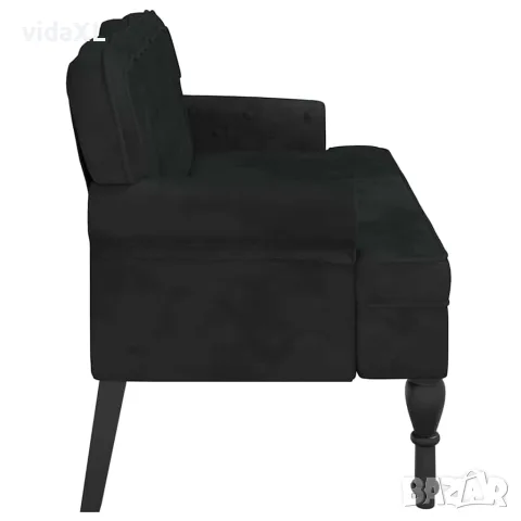 vidaXL Пейка с облегалка, черна, 119,5x64,5x75 см, кадифе, снимка 5 - Дивани и мека мебел - 56147401
