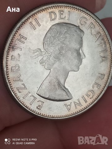 50 цента 1964 г Канада сребро

, снимка 1 - Нумизматика и бонистика - 41736876