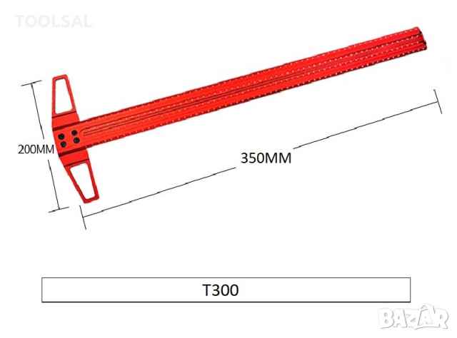 3в1 алуминиева прецизна линия, прав ъгъл и инструмент за чертане 300мм