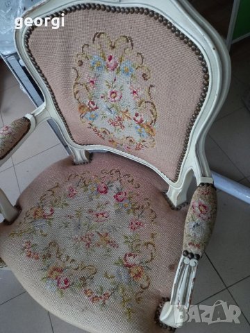 Комплект масив ретро кресла с маса антик бяло, снимка 9 - Столове - 40770522