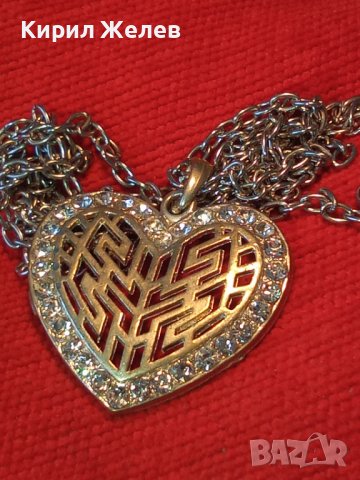 ПОСРЕБРЕН СЪРЦЕВИДЕН РОМАНТИЧЕН АРТ МЕДАЛЬОН с ИНКРУСТИРАНИ ЦИРКОНИ и ПОСРЕБРЕНА ВЕРИЖКА 77851