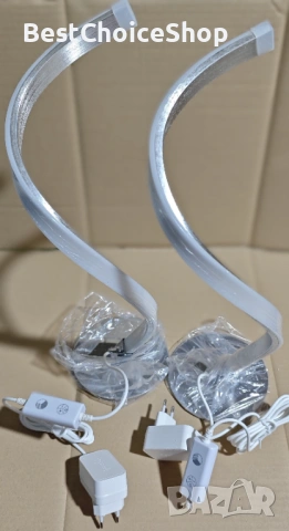 LED спирална настолна лампа с димиране – Модерна S-образна алуминиева, снимка 2 - Лед осветление - 53096449