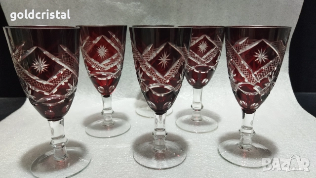 кристални чаши цветен червен кристал , снимка 9 - Антикварни и старинни предмети - 52683543