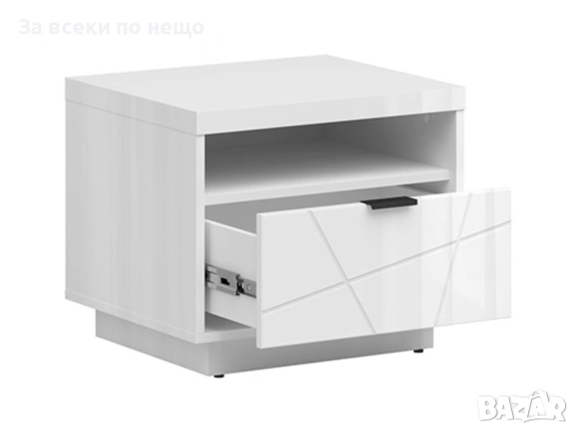 Нощно шкафче FORN KOM1S корпус и фронт бял лак Код P1892, снимка 3 - Шкафове - 53332252