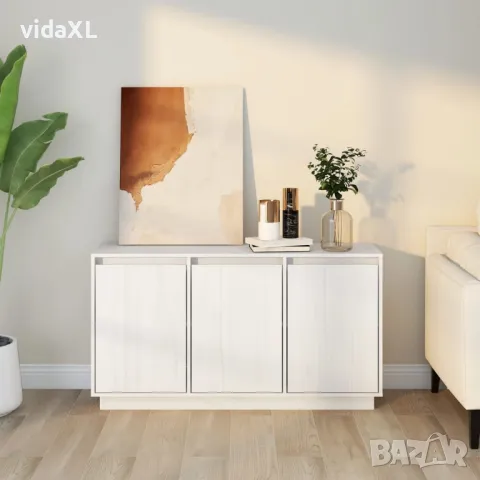 vidaXL Сайдборд, бял, 111x34x60 см, бор масив(SKU:813810), снимка 3 - Други - 48184511