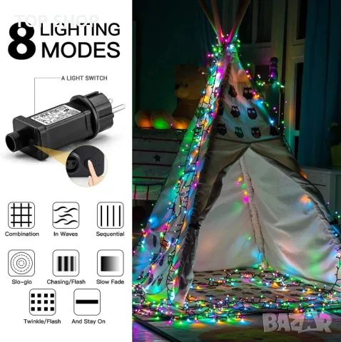 Светлинна верига LED  800 диода- 18 метра и дистанционно, снимка 5 - Други - 48476927