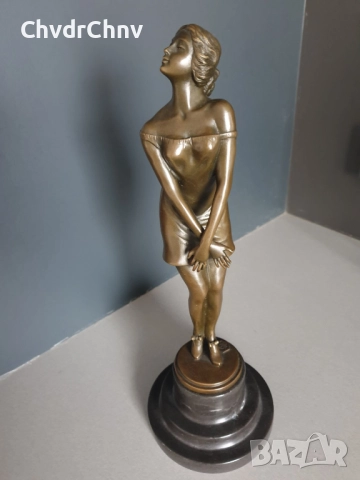 37см-4кг Collinet статуетка/еротика/френска бронзова скулптура/фигура на жена-танцьорка