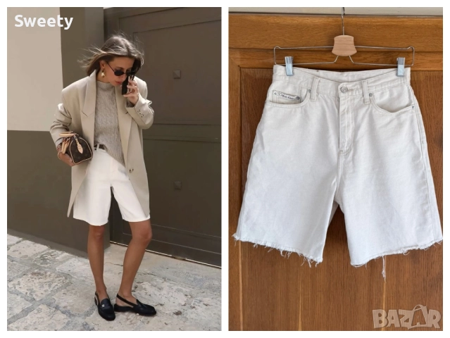 Calvin Klein Jeans бежови бермуди с лен