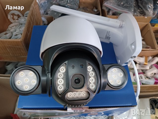 Въртяща се WiFi безжична IP камера 5MP FULL-HD iCSee V380pro  с мощни LED прожектори, снимка 4 - IP камери - 39579561