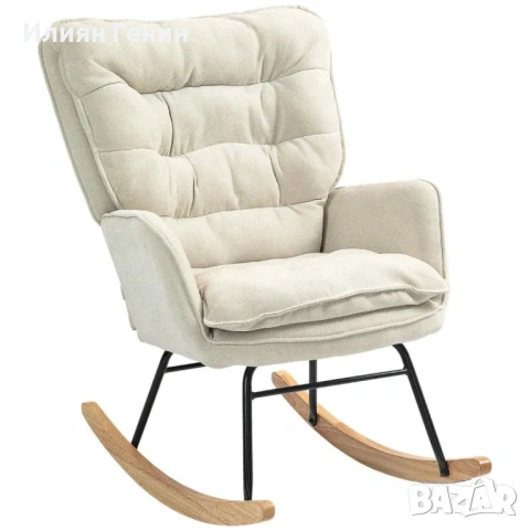 Люлеещ се стол HOMCOM, широка седалка, висока облегалка, снимка 4 - Столове - 53439009