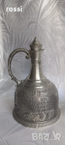 Vintage. Нов немски калаен сервиз за ракия, мотив "Lindenwirtin", снимка 5 - Антикварни и старинни предмети - 51571564