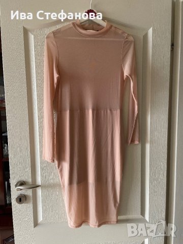 Нова миди midi  елегантна парти коктейлни официална телесна бежова nude цвят рокля , снимка 3 - Рокли - 40376757