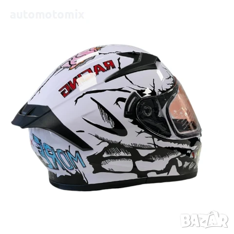 Каска за мотор, Шлем+ слюда, 4 размера, White, снимка 7 - Аксесоари и консумативи - 43375177