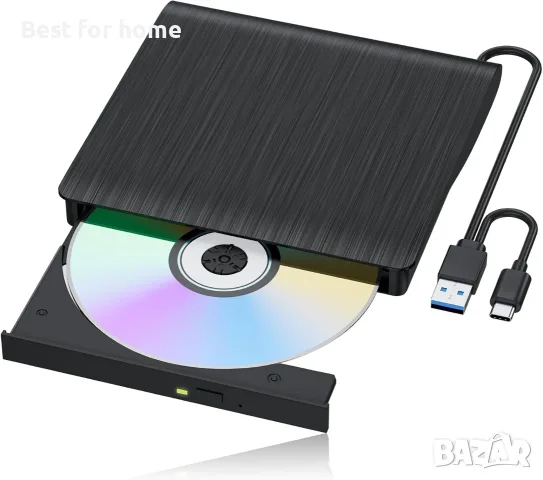 Външно Blu-ray устройство, преносим Blu-ray плейър и записвачка за CD/DVD – USB 3.0 и Type-C четец 